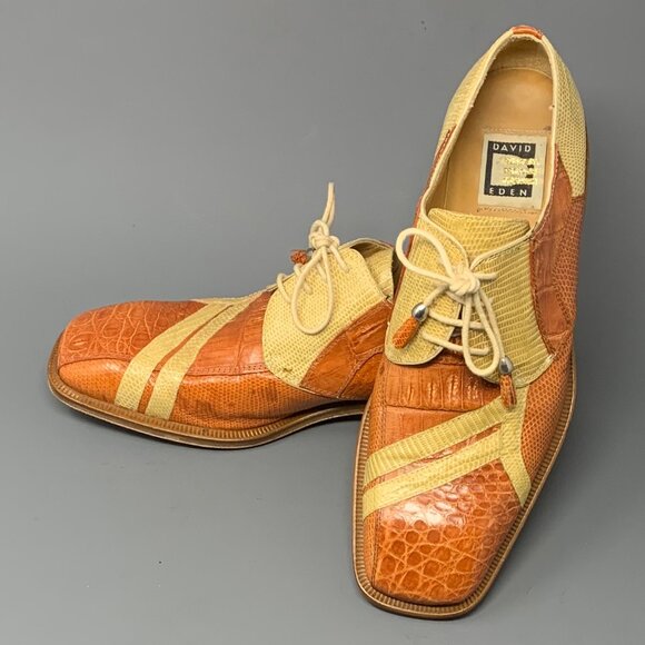 *RARE* David Eden Exotic Crocodile & Lizard / Assymetric Accent Upper, Men’s 8.5 - Picture 1 of 14